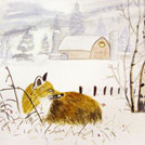 Watercolor painting by a student of Yong Chen: snow fox