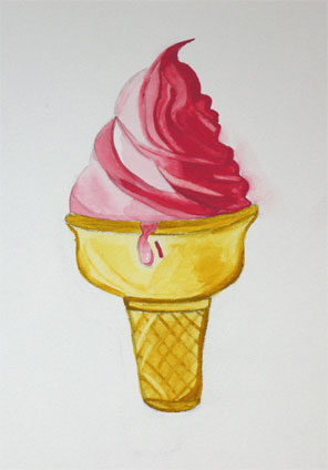 ice cream cone: watercolor painting by Nicole Brathwaite, a proud student of Yong Chen