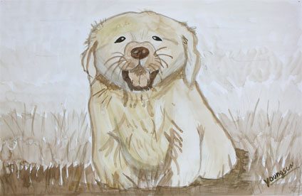 my first watercolor painting experience: watercolor painting of dog by Youngsun Kim, a proud student of Yong Chen