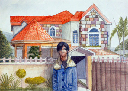 my first watercolor painting experience: watercolor painting of House portrait by Cheng-Chieh Lin, a proud student of Yong Chen