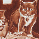 Watercolor painting by a student of Yong Chen: cat