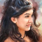 21 Girl Profile Watercolor